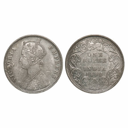 Victoria Empress, Silver, Rupee, 1898, Calcutta Mint, C3/I(i), 'C' incused. F. Prid 137. G
