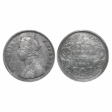 Victoria Empress, Silver, Rupee, 1898, Calcutta Mint, C3/I(i), 'C' incused. F. Prid 137. G