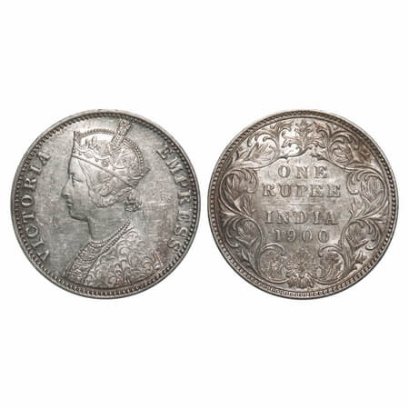 Victoria Empress, Silver, Rupee, 1900, Bombay Mint, A3(i)/I(ii), 'B' incused, Flat 1. F. P