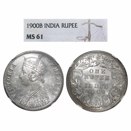 Victoria Empress, Silver, Rupee, 1900, Bombay Mint, A3(i)/I(ii), 'B' incused. F. Prid 186.
