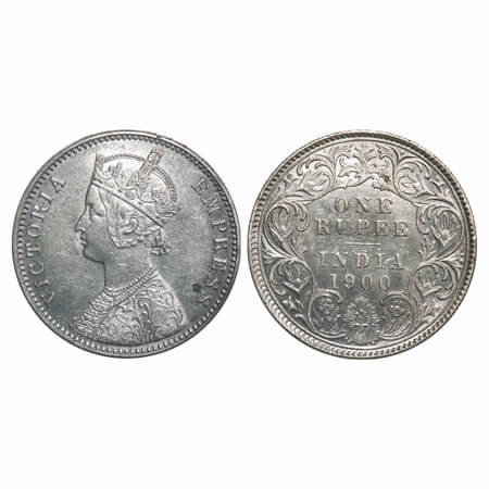 Victoria Empress, Silver, Rupee, 1900, Calcutta Mint, C3/I(i), 'C' incused, Planchate flaw