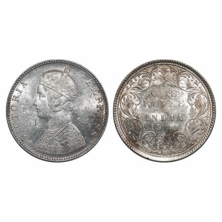 Victoria Empress, Silver, Rupee, 1901, Bombay Mint, C2(ii)/I, 'B' incused, Flat 1. F. Prid
