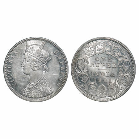 Victoria Empress, Silver, Rupee, 1901, Calcutta Mint, C3/I(i), 'C' incused. F. Prid 139. G