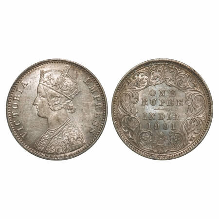 Victoria Empress, Silver, Rupee, 1901, Calcutta Mint, C3/I(i), 'C' incused, Flat 1, Die cr
