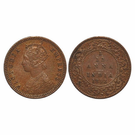 Victoria Empress, Copper, 1/12 Anna, 1898, Calcutta Mint, No mint mark, Obv B. F. Prid 803