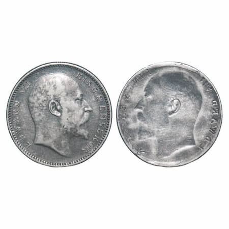 Edward VII, Silver, Rupee, Error, Obv Lakhi. Extremely Fine. Very Rare.