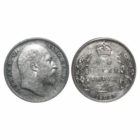 Edward VII, Silver, Rupee, 1903, Bombay Mint, 'B' incused and dot. F. Prid 199. GK 926. Br