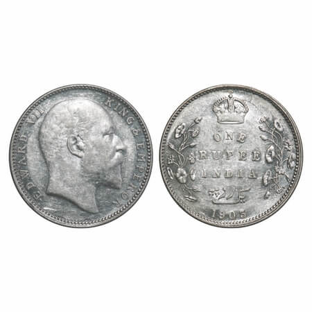 Edward VII, Silver, Rupee, 1903, Bombay Mint, 'B' incused and dot, Ghost on Rev. F. Prid 1