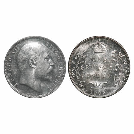 Edward VII, Silver, Rupee, 1903, Bombay Mint, 'B' incused and dot, Ghost on Rev. F. Prid 1