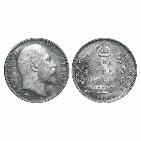 Edward VII, Silver, Rupee, 1904, Bombay Mint, 'B' incused and dot, 5 diamonds and bottom s