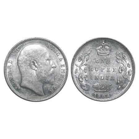 Edward VII, Silver, Rupee, 1904, Bombay Mint, 'B' incused and dot, 5 Diamonds and bottom s