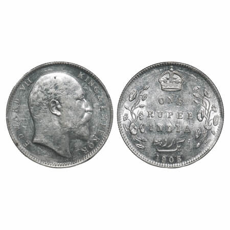 Edward VII, Silver, Rupee, 1905, Bombay Mint, 'B' incused and dot, Top stroke of numeral 5