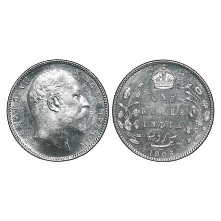 Edward VII, Silver, Rupee, 1906, Bombay Mint, 'B' incused and dot. F. Prid 202. GK 940. Br