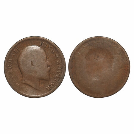 Edward VII, Bronze, Quarter Anna, (4.12 gm), Obv Brockage/Lakhi. Fine+. Rare.