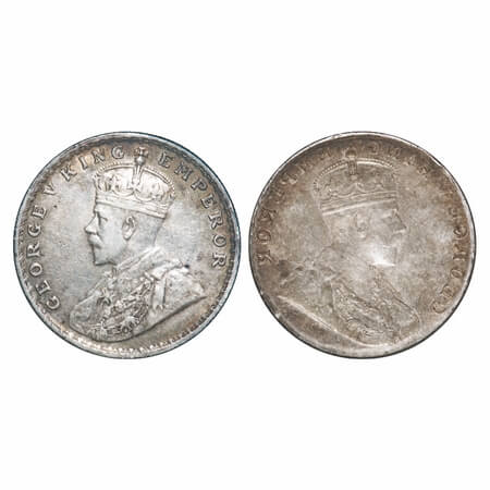 George V, Silver, Rupee, Error, Obv Lakhi. Extremely Fine+, Toned. Rare.
