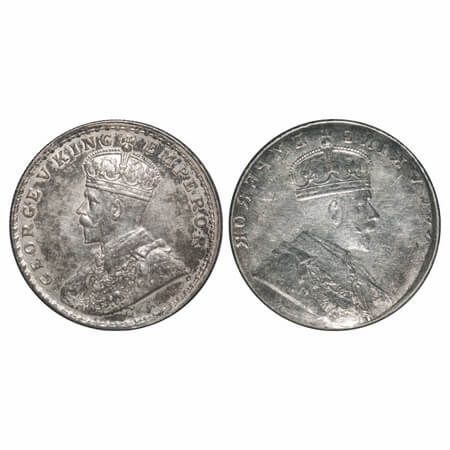George V, Silver, Rupee, Error, Obv Lakhi. Uncirculated. Extremely Rare.