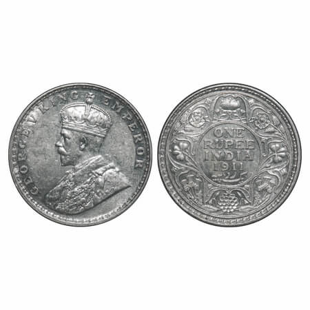 George V, Silver, Rupee, 1911, Bombay Mint, Dot, Pig-type. F. Prid 217. GK 1022. Uncircula