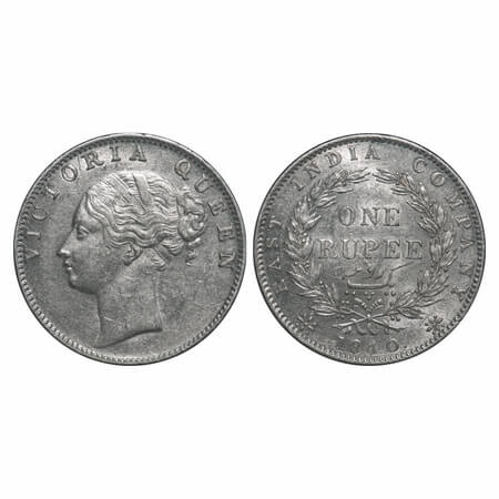 Victoria Queen, Silver, Rupee, 1840, CL, Calcutta Mint, C/VI, w/o 'M' incused, English Hea