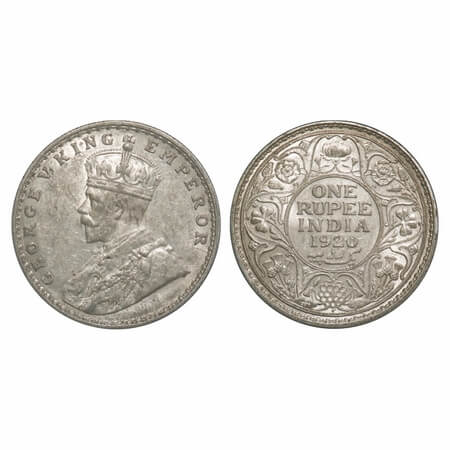 George V, Silver, Rupee, 1920, Bombay Mint, Dot, Ghost on Rev. F. Prid 226. GK 1042. Mint 