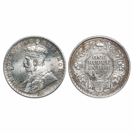 George V, Silver, Rupee, 1921, Bombay Mint, Dot. F. Prid 227. GK 1043. Extremely Fine, Cle