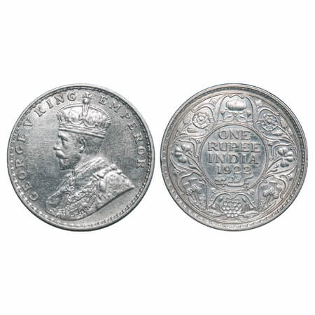 George V, Silver, Rupee, 1922, Bombay Mint, Dot. F. Prid 228. GK 1044. About Uncirculated.