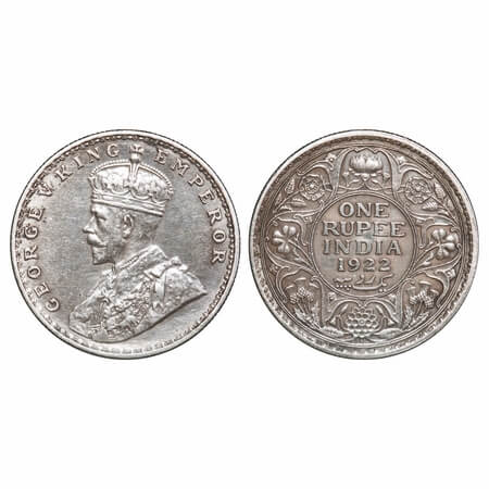 George V, Silver, Rupee, 1922, Bombay Mint, Dot. F. Prid 228. GK 1044. Extremely Fine+. Ve