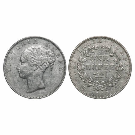 Victoria Queen, Silver, Rupee, 1840, CL, Madras Mint, A/IV, 'S' incused, English Head, Wre