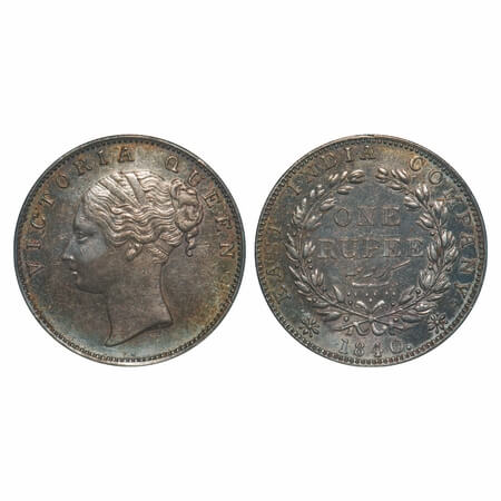Victoria Queen, Silver, Rupee, 1840, CL, Madras Mint, A/VI, No S only V raised, English He