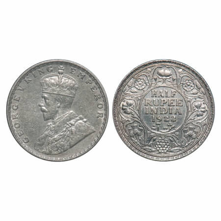 George V, Silver, Half Rupee, 1922, Bombay Mint, Dot. F. Prid 344. GK 1060. Extremely Fine
