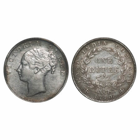 Victoria Queen, Silver, Rupee, 1840, CL, Madras Mint, A/VII, 'S' incused, English Head, Wr