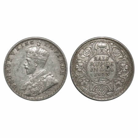 George V, Silver, Half Rupee, 1923, Bombay Mint, Dot. F. Prid 345. GK 1062. Extremely Fine
