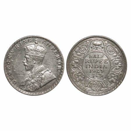 George V, Silver, Half Rupee, 1923, Bombay Mint, Dot. F. Prid 345. GK 1062. Extremely Fine