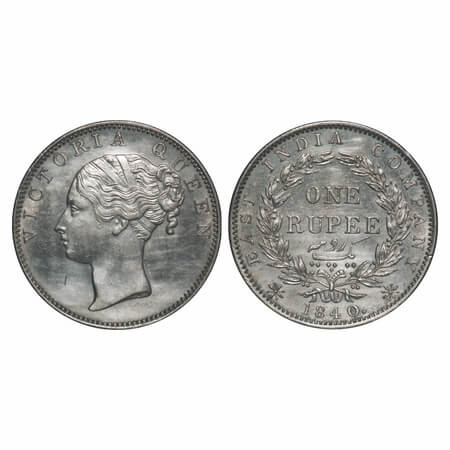 Victoria Queen, Silver, Rupee, 1840, CL, Madras Mint, A/VII, 'S' incused, English Head, Wr