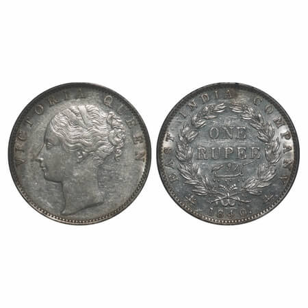 Victoria Queen, Silver, Rupee, 1840, CL, Madras Mint, B/VII, 'S' incused, English Head wit