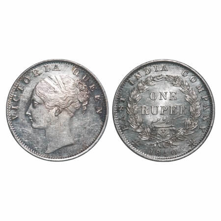 Victoria Queen, Silver, Rupee, 1840, CL, Bombay Mint, C/VI, English Head with completely m