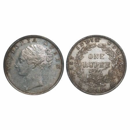 Victoria Queen, Silver, Rupee, 1840, CL, Bombay Mint, C/VI, English Head with completely m