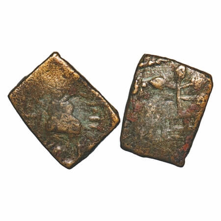 Satavahanas, Siri Satakarni, Newase-paithan Region, Copper Unit, 5.29g, 21.25x20.84mm, Lio