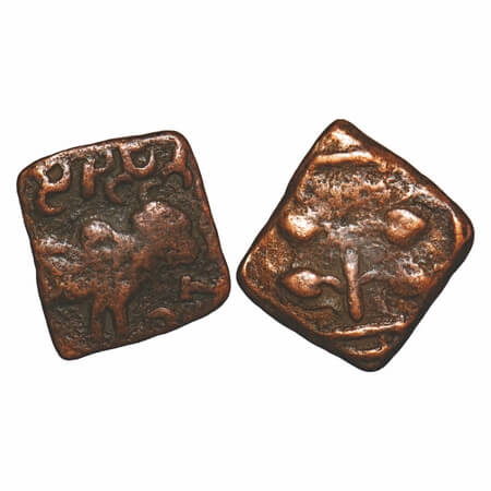 Satavahanas, Siri Satakarni, Newase-paithan Region, Copper Unit, 2.20g, 15.17x13.97mm, Obv