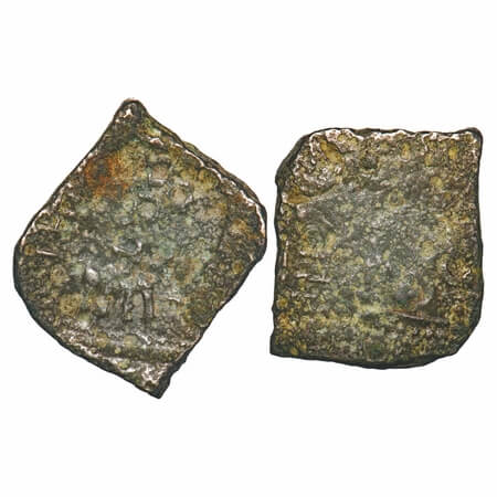 Satavahanas, Siri Satakarni, Nasik Region, Copper Unit, 12.67g, 30.00x25.71mm, Overstruck 