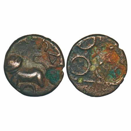 Satavahanas, Siri Satakarni, Junnar Region, Lioness type, Potin Unit, 1.80g, 13.42x12.95m,
