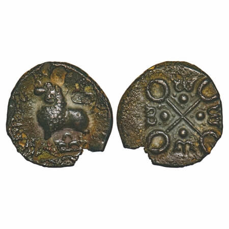 Satavahanas, Siri Satakarni, Junnar Region, Potin Unit, 5.07g, 22.60x22.65mm, Junnar Lion 