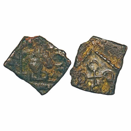Satavahanas, Uninscribed type, Junnar region, Copper Unit, 1.48g, 15.10x16.93mm, Obv: Bold