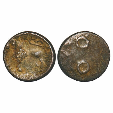 Satavahanas, Siri Satakarni, Junnar Lion type, Potin Unit, 2.11g, 14.79x15.34mm, Obv: Lion