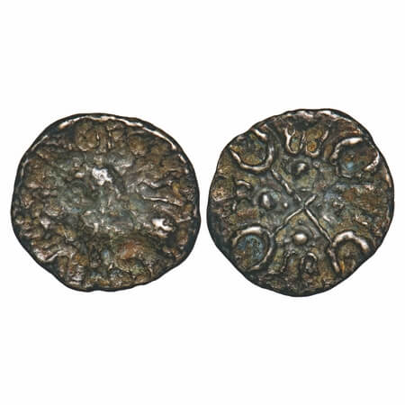 Satavahanas, Siri Satakarni, Junnar Lion type, Potin Unit, 2.86g, 18.78x19.80mm, Obv: Lion
