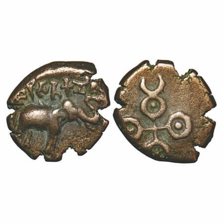 Satavahanas, Siri Satakarni, 'Tarhala Hoard' Type, Potin Unit, 5.72g, 18.48x19.05mm, Obv: 