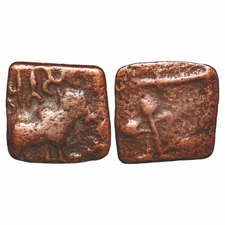 Satavahanas, Kosikiputasa Siri Satakarni, Newase-paithan Region, Copper Unit, 1.94g, 15.32