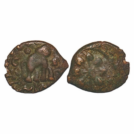 Satavahanas, Kosikiputasa Siri Satakarni, Newase-paithan Region, Copper Unit, 5.33g, 18.37