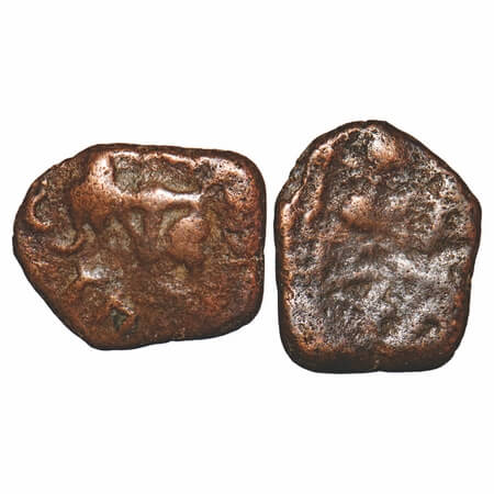 Satavahanas, Kosikiputasa Siri Satakarni, Newase-paithan Region, Copper Unit, 1.90g, 13.02