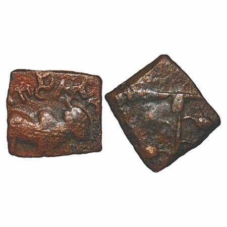 Satavahanas, Kosikiputra Satakarni, Nevasa-Paithan Region, Copper Unit, 2.53g, 13.67x14.74