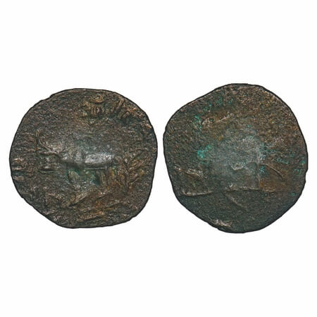 Lesser Satavahanas, Banavasi Region, Copper Unit, 1.20g, 17.64x18.54mm, Obv: Bull standing